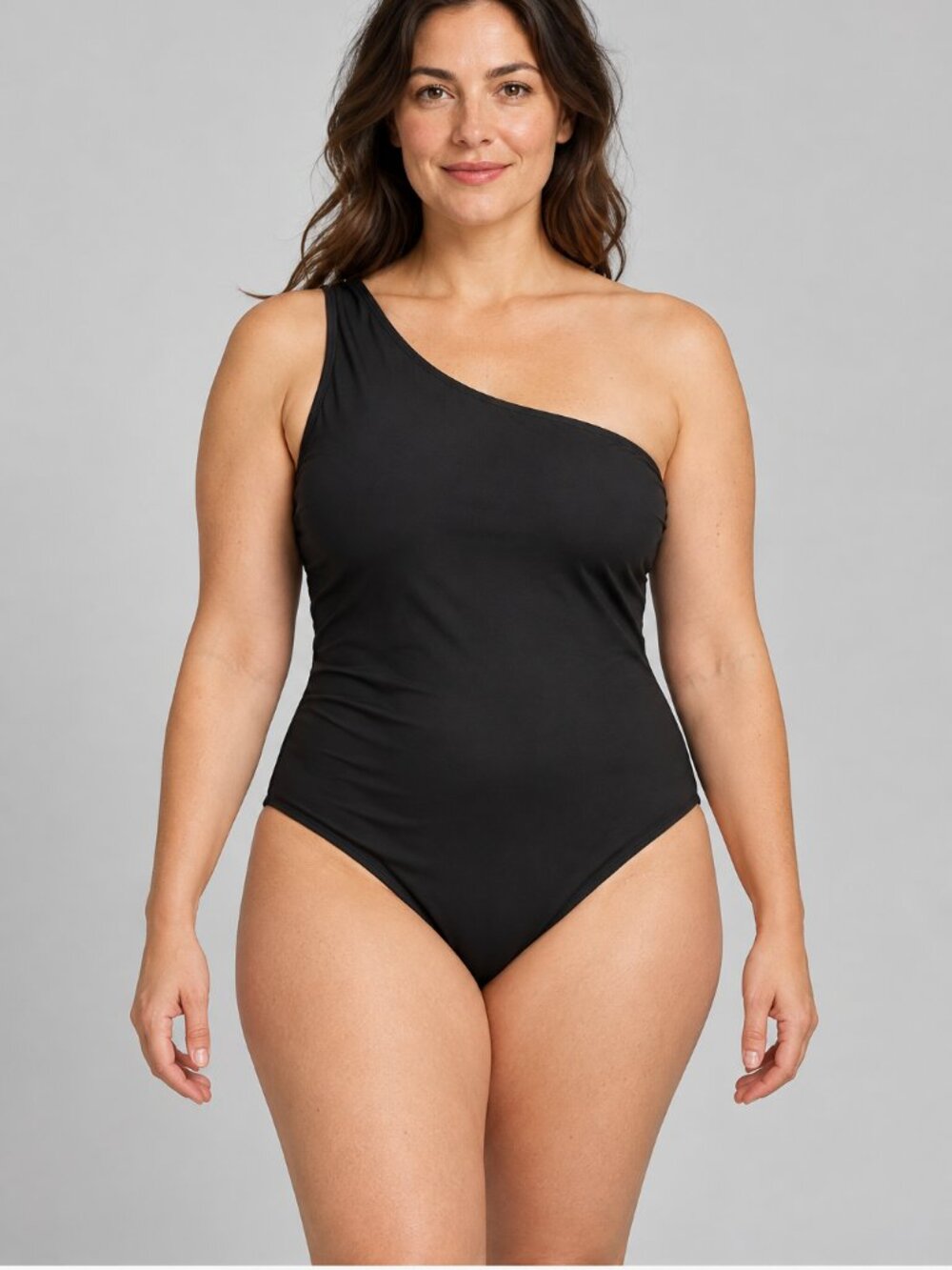 TA3 One Sidey Black One Shoulder Lace Up Swimsuit L Regular Long NWOT